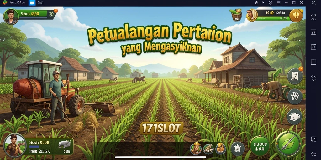 Tangkapan layar gameplay 171SLOT menampilkan aktivitas berkebun yang seru.