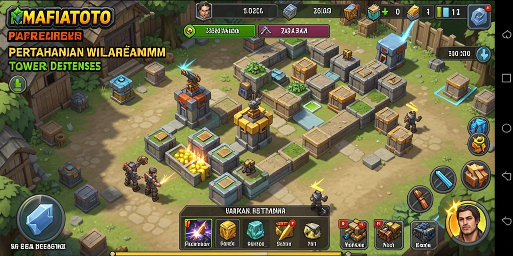Screenshot utama MAFIATOTO menampilkan aksi Tower Defense yang mendebarkan.