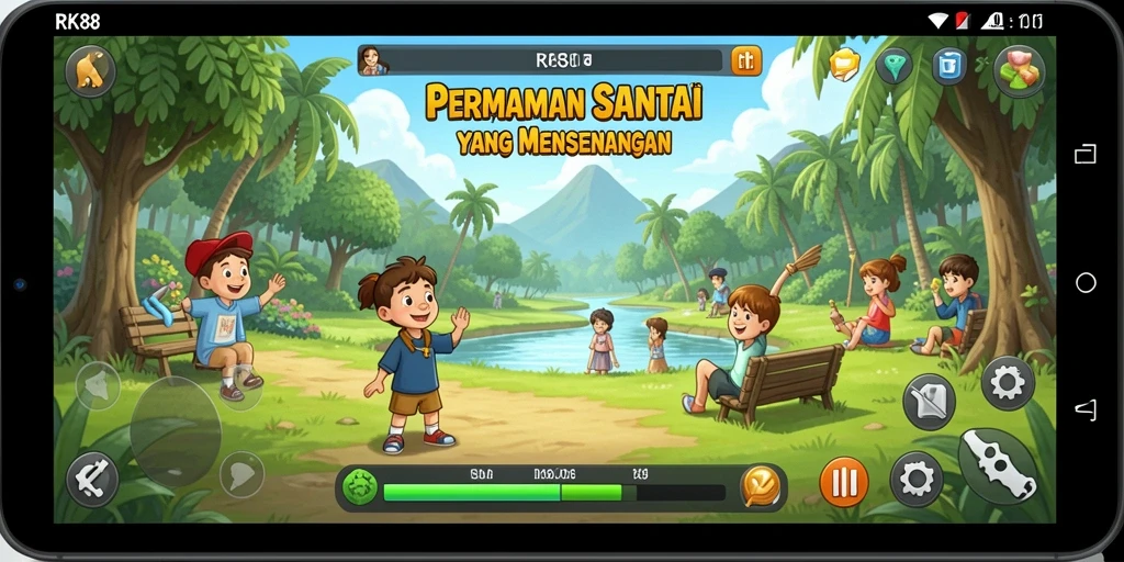 Tampilan gameplay RK88 yang ceria dan menarik.