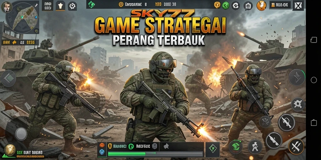 Tampilan gameplay <strong>SKY77</strong> yang penuh strategi dan peperangan aksi.